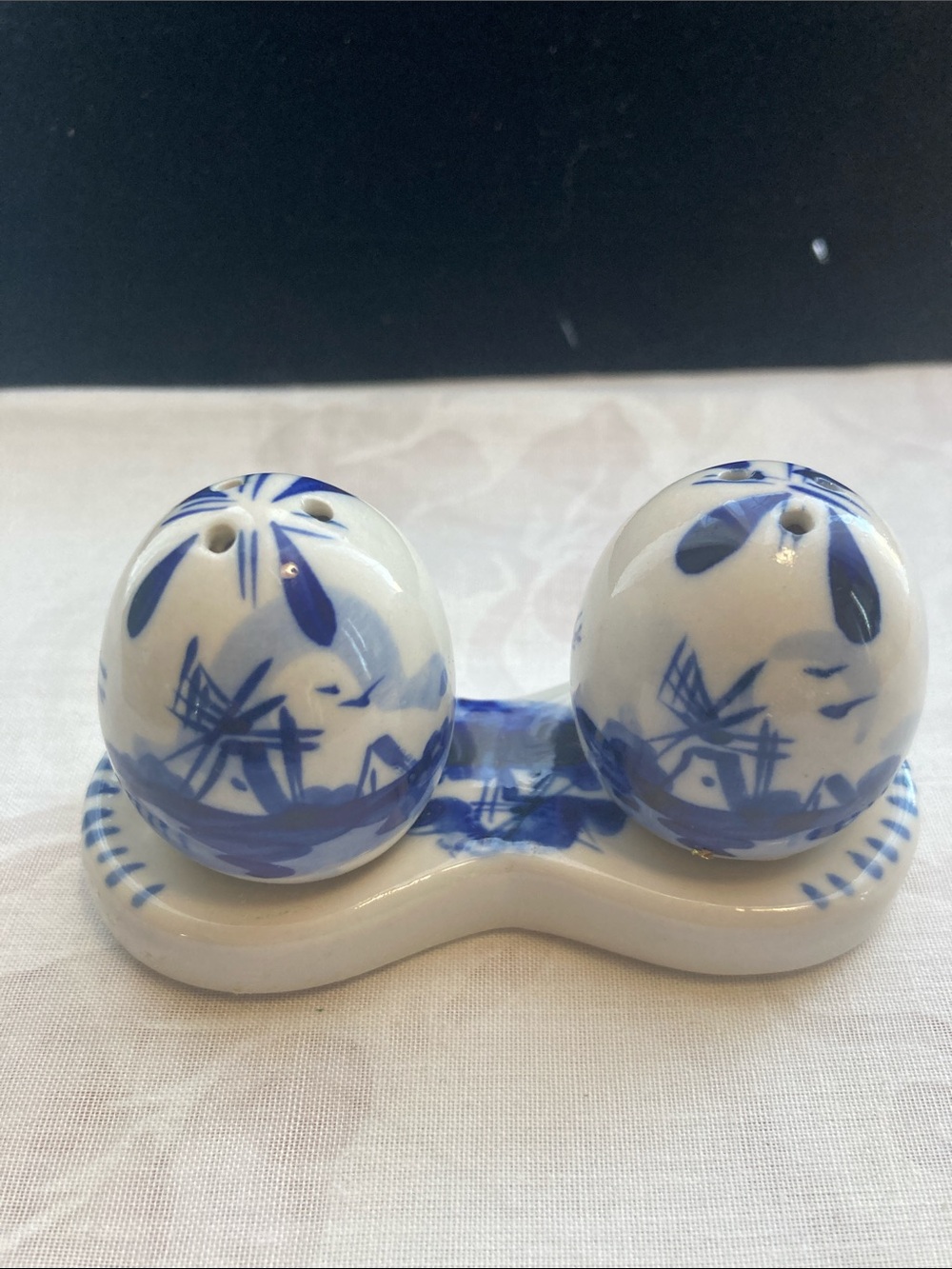 Blue & White Ceramic Salt and Pepper Shakers Set